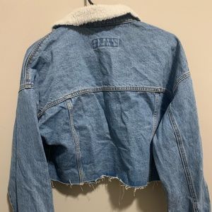 Denim jacket with fur collar